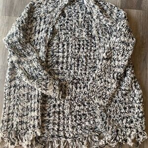 Cozy Black and White Women's Knit Cardigan